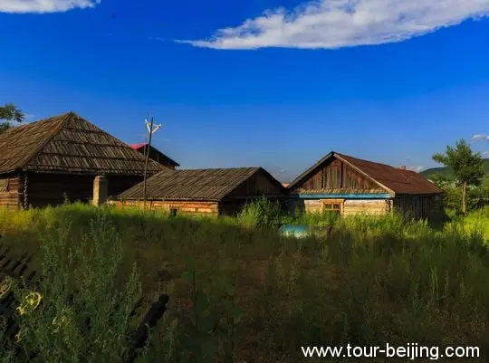 Traditional Russian style wooden houses