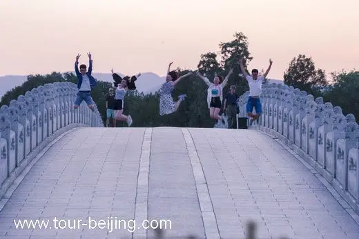 Jumping high above the bridge