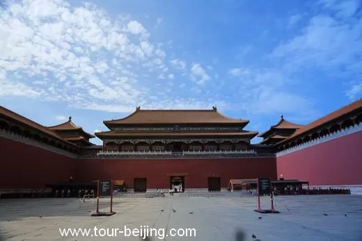 The entrance to Forbidden City, namely the southern gate, or Meridian Gate