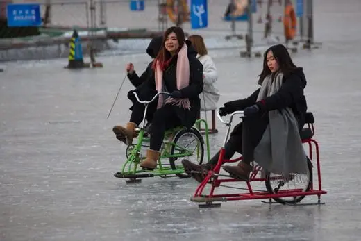 Ice Bike on Houhai Lake at Shichahai