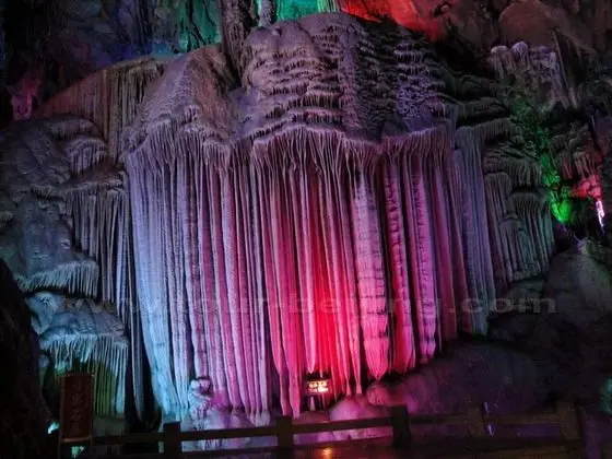In the lit karst cave