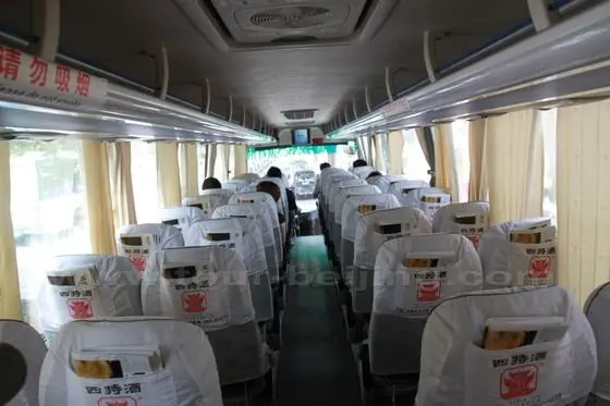 Inside the airport shuttle bus