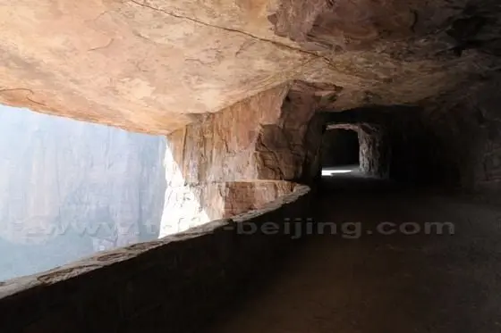 Inside the carved tunne rock road