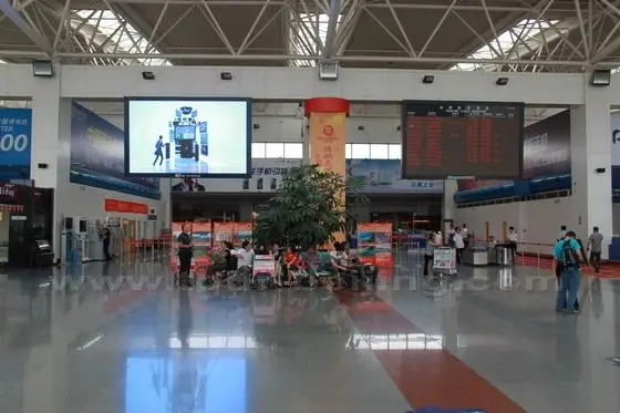 Inside the departure hall
