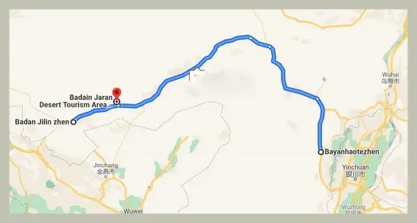 Badain Jaran Desert Tourism Area (Google Map)