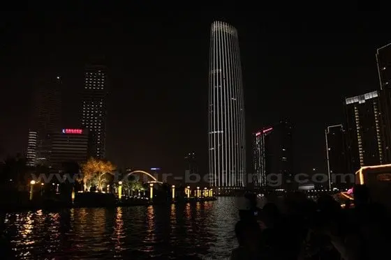 Jinwan Plaza is surrounded by the Haihe River