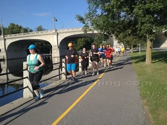 Jogging along the shared cycle and pedestrian pathways
