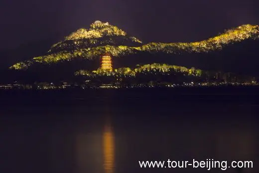 Illuminated West Lake in Hangzhou