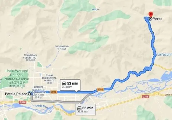 Drak Yerpa located about 30km northeast of Potala Palace
