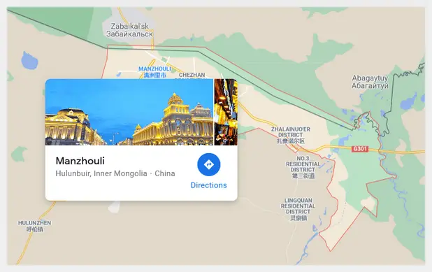 Manzhouli Jurisdiction Map within the red line ( Google)
