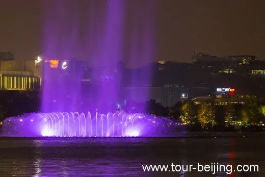 Illuminated West Lake in Hangzhou