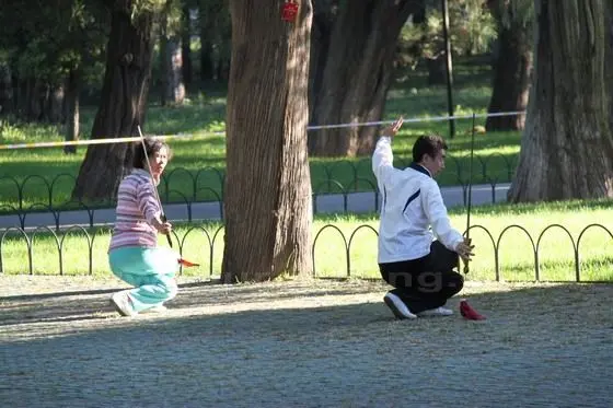 Practicing the ancient martial art of sword fighting