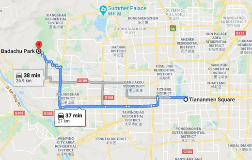 The park is about 27km to the northwest of Tiananmen Square, Beijing.
