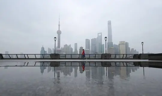 Rainwater reflections of Pudong Skyline on the Bund (2)