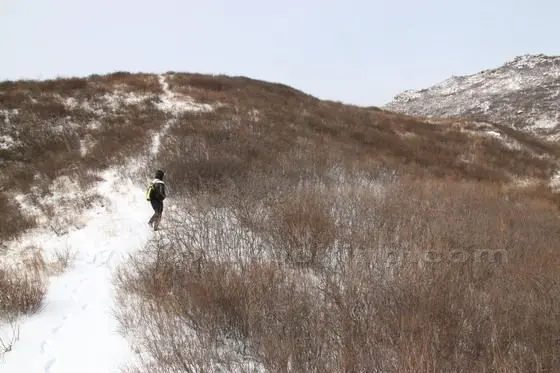 Soon, you are on a mountain range, green meadow (winter yellow, now it is white due to snow) open and flat, a good place to take a break and fresh up