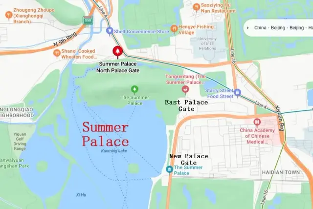 The Three Entrance Gates and Subway Line 4 & 16 Map ( Bing)