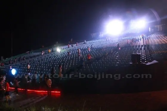 The brightly lit 2000 seats on the 360-degree rotating auditorium