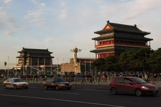 The spectacular view of the twin Qianmen Towers
