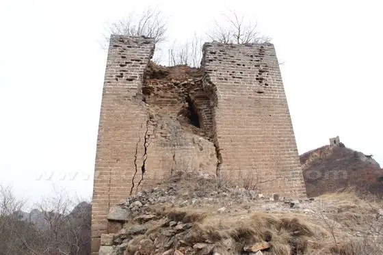 The watch tower was built of bricks with its base constructed with slabs.