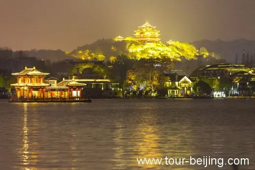 Illuminated West Lake in Hangzhou