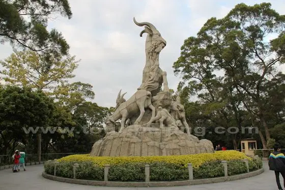 Stone Sculpture of Five Rams