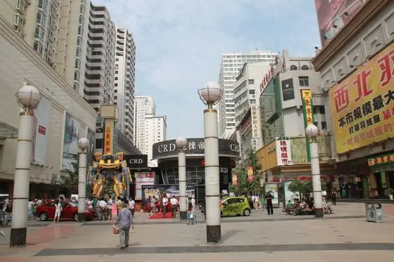 Zhangye Road is bound by department stores, boutiques and restaurants.