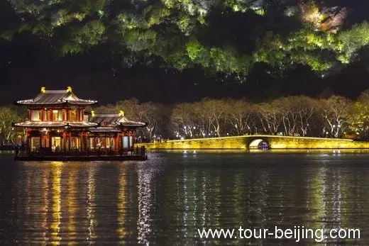Illuminated West Lake in Hangzhou