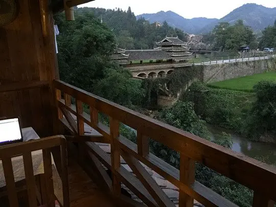 Each room has a balcony with a clear view of the two wind and rain bridges.