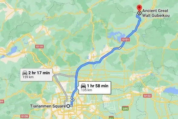 Guibeikou Great Wall about 135km northeast of downtown Beijing