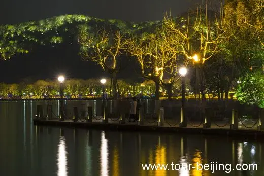 Illuminated West Lake in Hangzhou