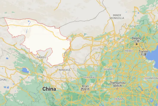 The jurisdiction of Alxa League ( within the red line) Google Map