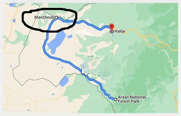 The location of Manzhouli City ( Google)
