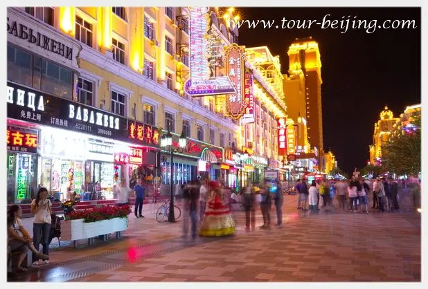 The street makes a lovely walk in the evening in Manzhouli