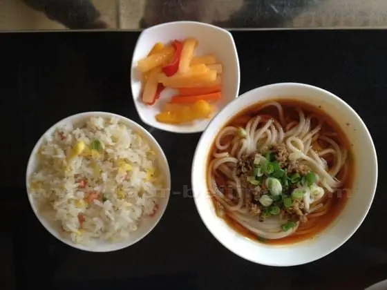 principal food - Fried egg rice and noodles