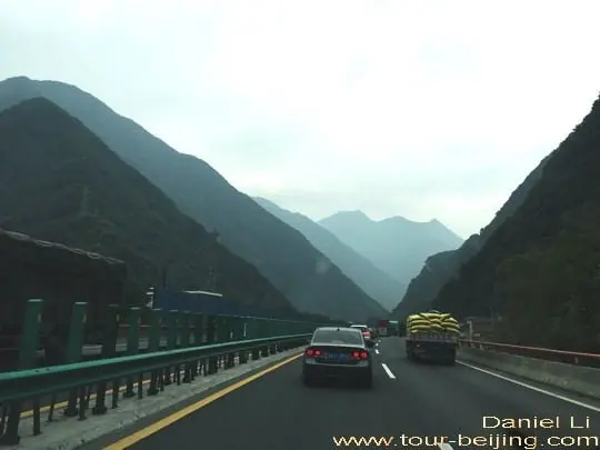 Driving through Qinling Mountain Range.