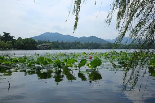 The picturesque West Inner West Lake on the northern side of Su Causeway.