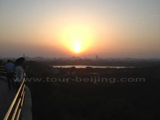 the city enveloped in the glow of sunset