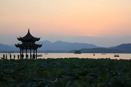 The sunset glow over the lake taken from Park No.01